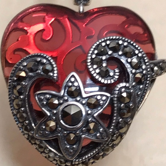 Sterling Silver Oxidized Heart Pendant Necklace - Picture 1 of 6